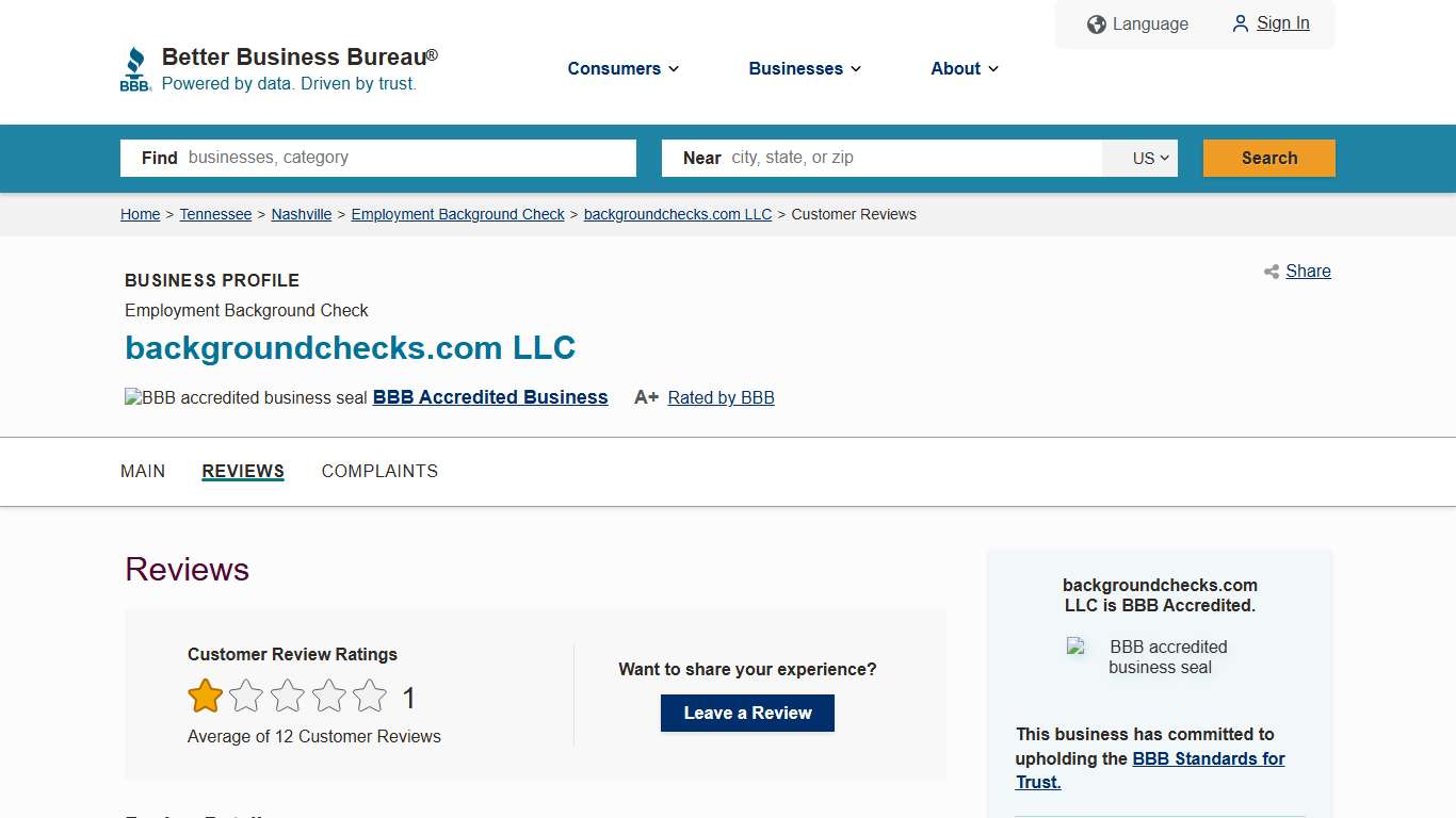 backgroundchecks.com LLC BBB Reviews Better Business Bureau