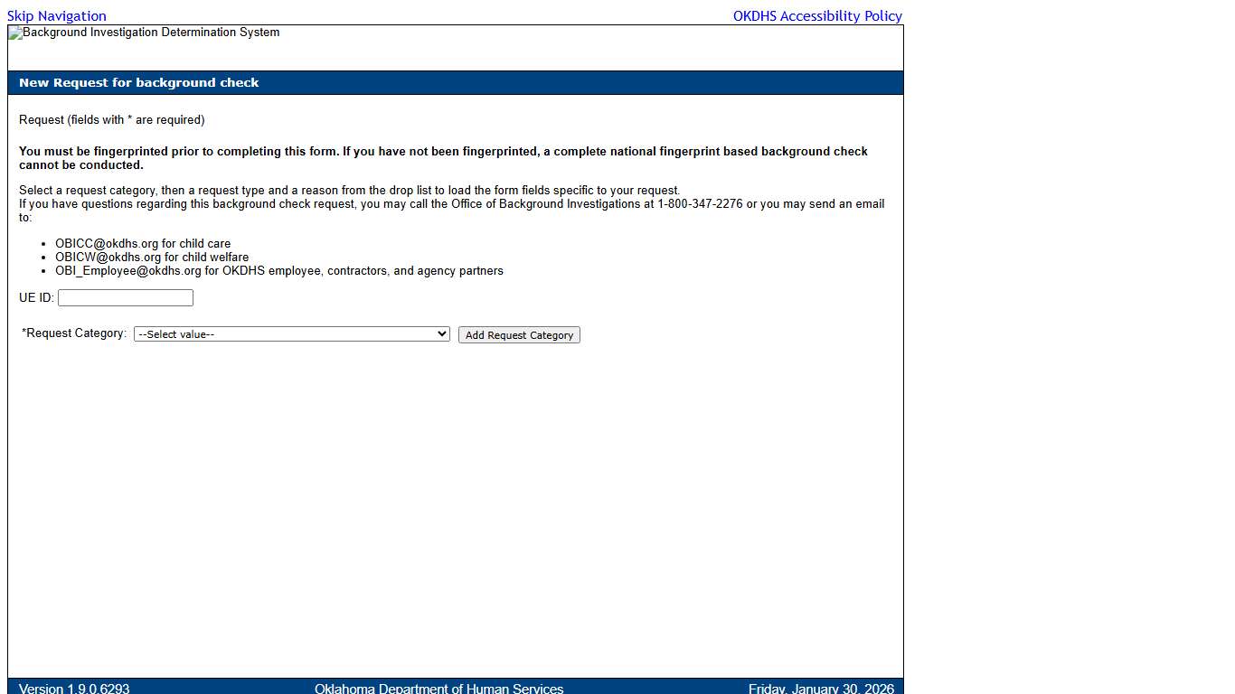 New request for background check