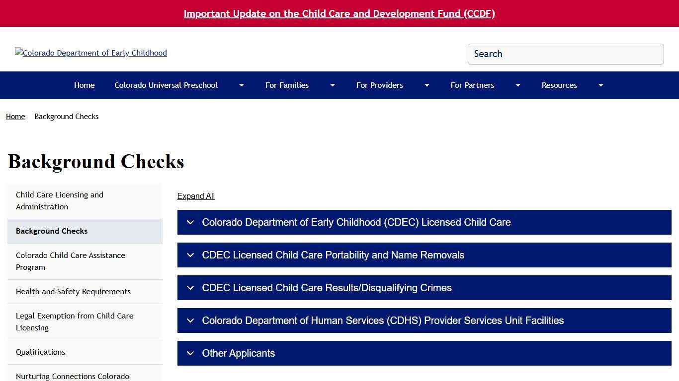 Background Checks Colorado Department of Early Childhood